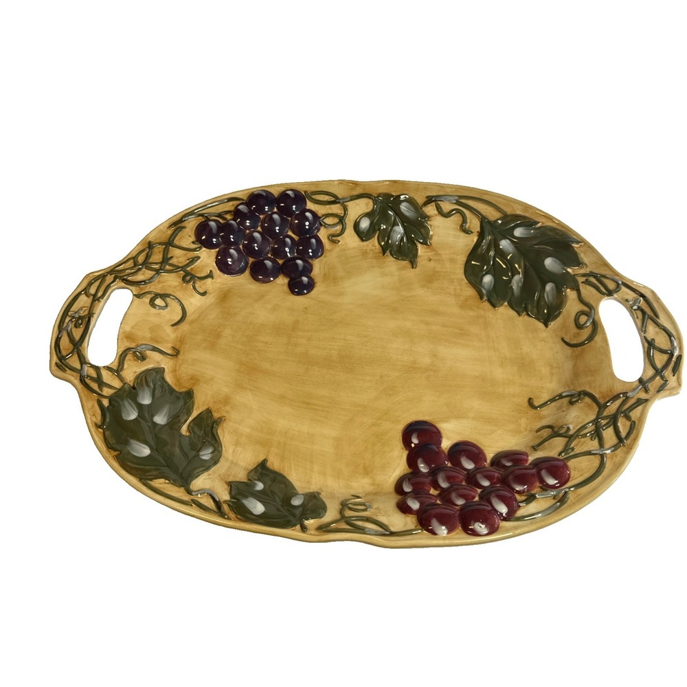 VTG Noble Excellence Meritage Handled 20"x 14" Serving Platter Grape Pattern